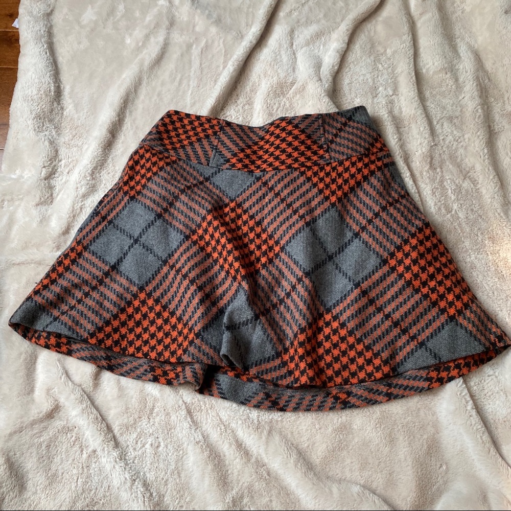 Boden Orange And grey plaid skirt size 8